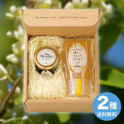[直送10]お中元 MYHONEY ナッツの蜂蜜漬けとからだに優しいアカシアはちみつのセット (1674-026)