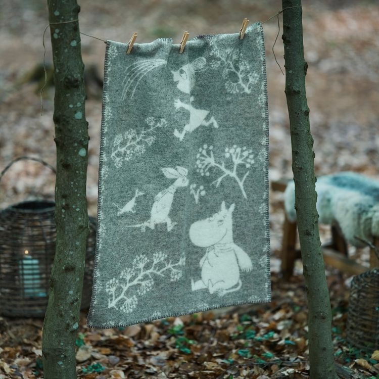 KLIPPAN/クリッパン　ウール　ミニブランケット(ムーミン  ウィンターランド　グレー)