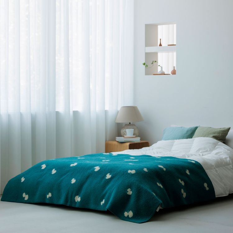 KLIPPAN/クリッパン　ウール　シングルブランケット(CHOUCHO ブルーグリーン)