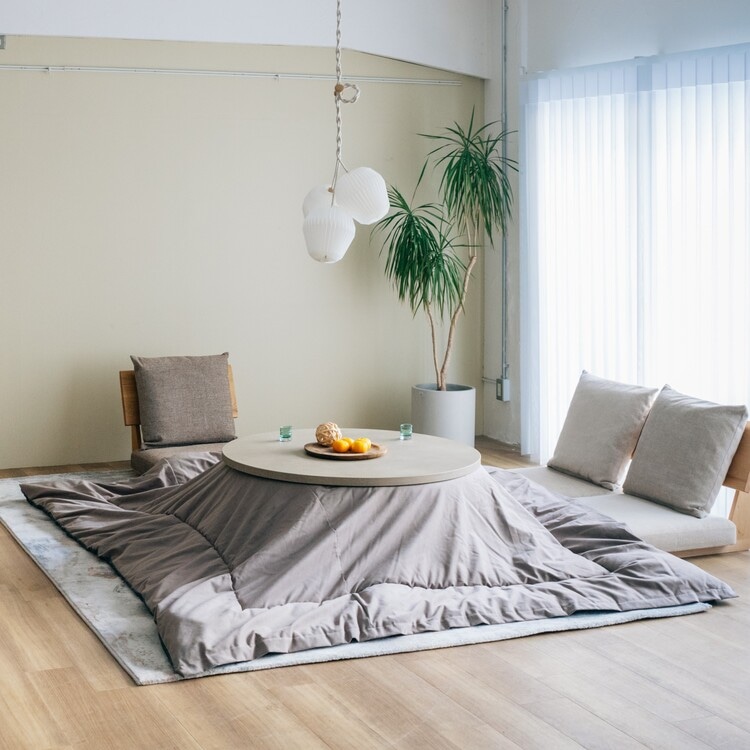 【Quick Delivery対象商品】ノンベ ラウンドこたつテーブル モルタル天板(直径110cm / ベージュ)