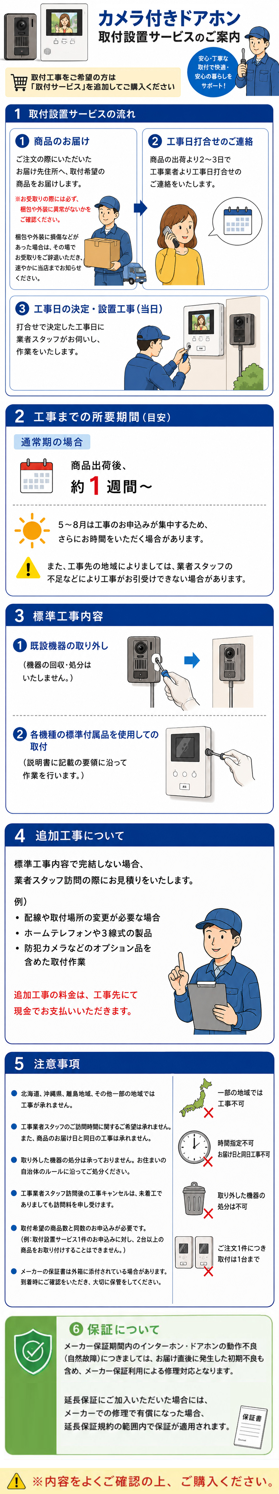 カメラ付きドアホン取付設置サービス